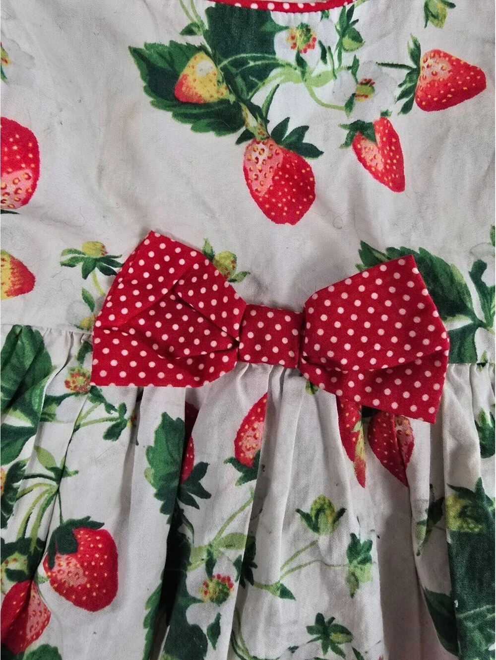Laura Ashley London Girls Sz 5 Sleeveless Dress Summer Strawberry Print Red